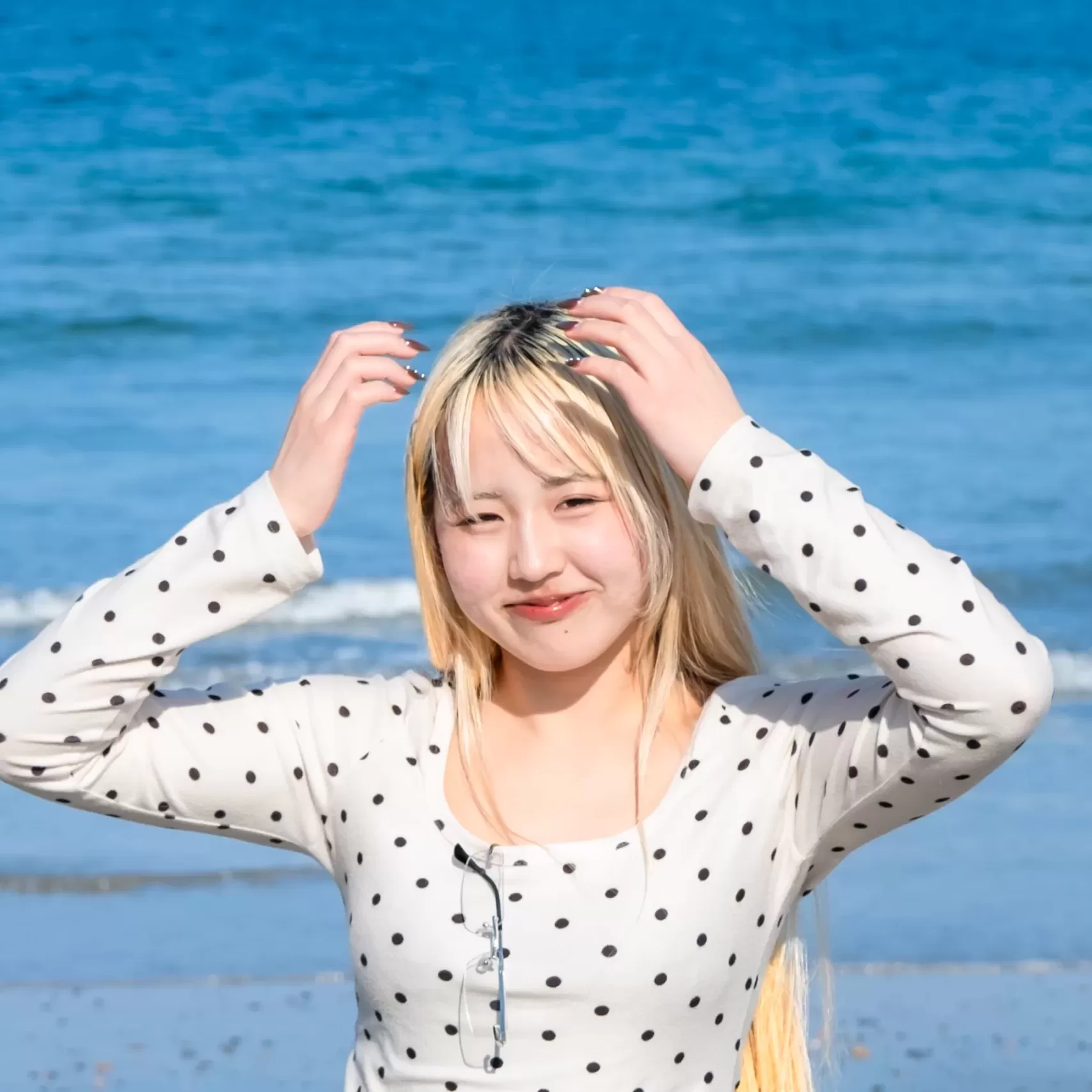 糸島の海岸でポートレート撮影